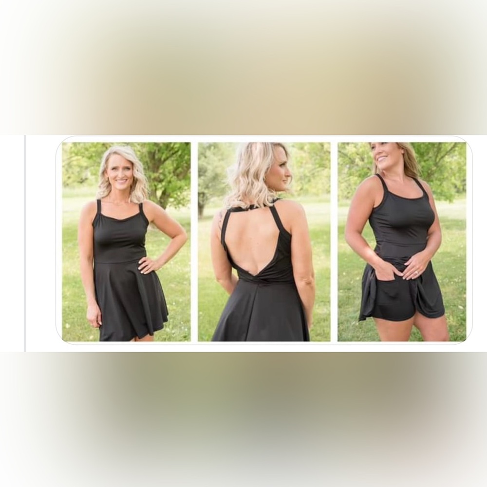 Sports Black Sleeveless Dress with shorts by white birch New